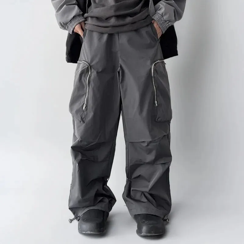 Zippered Pockets Solid Cargo Pants